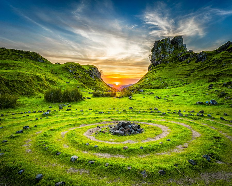 Open meadow in rolling hills